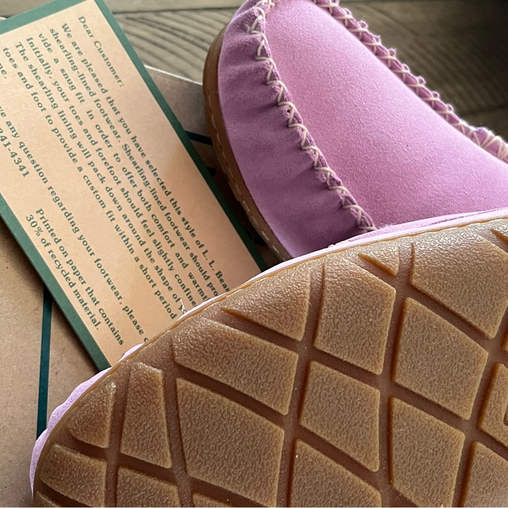 NEW in BOX LL BEAN WICKED GOOD VENETIAN SLIPPER Sz 9M Lilac Suede Rubber Sole - Picture 4 of 6